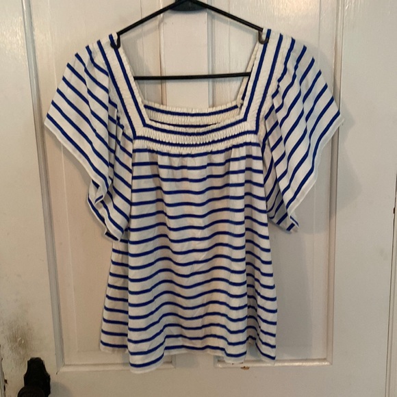 J. Crew blue and white blouse - Picture 1 of 2